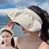 2023 New Wide Brim Sun Hats Visor Foldable Picnic Beach UV Protection Scallop Cap For Outdoor Women's Hat Caps 1