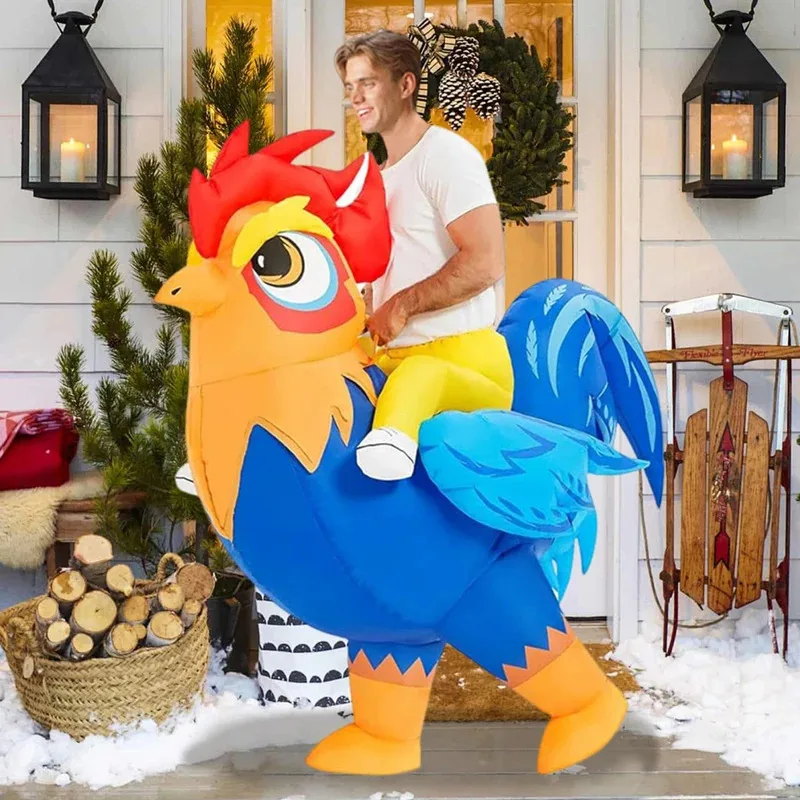 Person Riding A Roster Riding Rooster Costume: The Ultimate Adult Inflatable Cosplay for ...