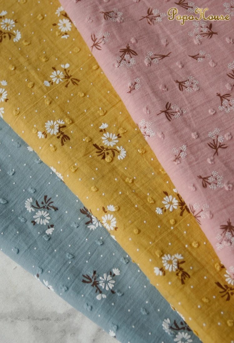 140x50cm Summer Cotton Fabric Fresh and Thin Little Floral Jacquard Dots Sewing Fabric Making Children's Clothing Dress Cloth cotton fabric