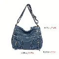 Women Vintage Woven Detail Crossbody Bag Studded Decor Shoulder Bag Soft PU Leather Purse Multi Pocket Handbags Large Capacity