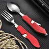 4 In 1 Tableware Foldable Stainless Steel Fork Spoon Knife Bottle Opener Portable Picnic Camping Hiking Travelling Dinnerware 3
