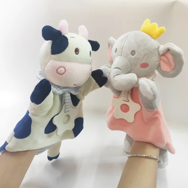Soft Plush Hand Puppet Theater Baby Rattle Teether Toys Cute Rabbit Lion Baby Soothe Sleeping Doll For Newborn 0 12 Months Gift 1