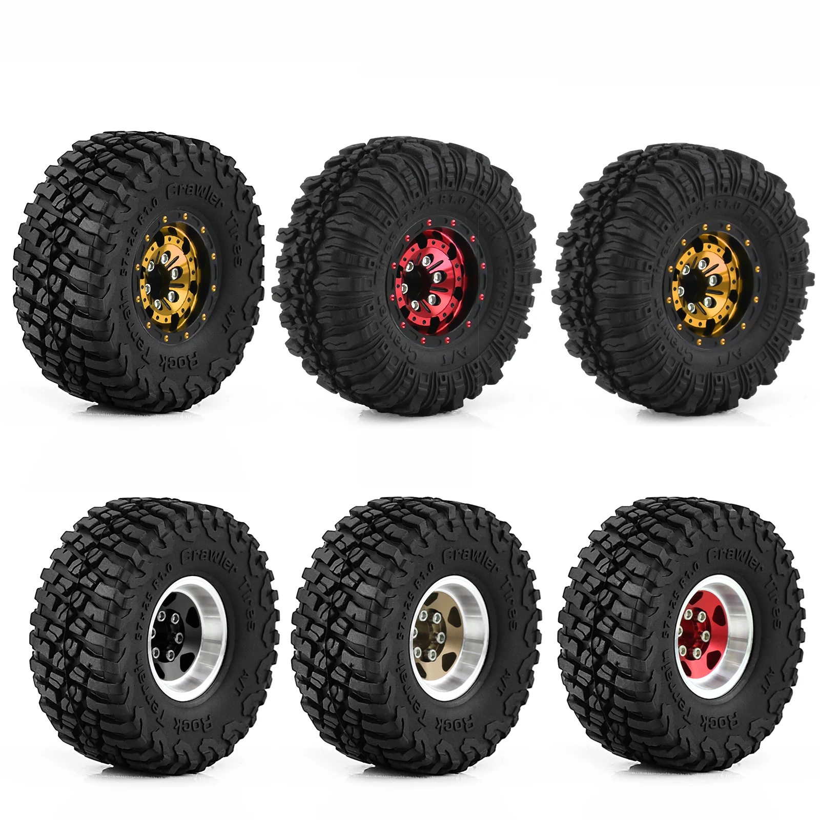 Jantes Beadlock 1.0 + Pneus Boue Pour Axial SCX24 - CNC, Noir, échelle 1/18 Et 1/24