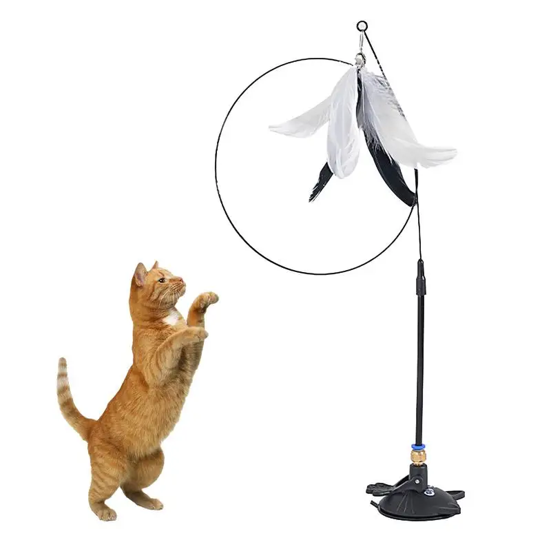 

Cat Feather Wand Toys Portable Interactive Self Playing Feather Toys With Suction Cup For Indoor Cats Kitten Home Pet Supplies