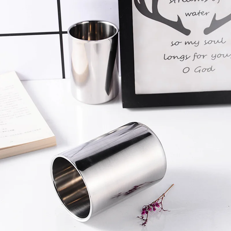 Double Wall Tumbler Stainless Steel Silver Beer Mug Double Wall Coffee Tea Wine Milk Tumbler Portable Travel Water Cup Kitchen Drinkware 350ml/500ml