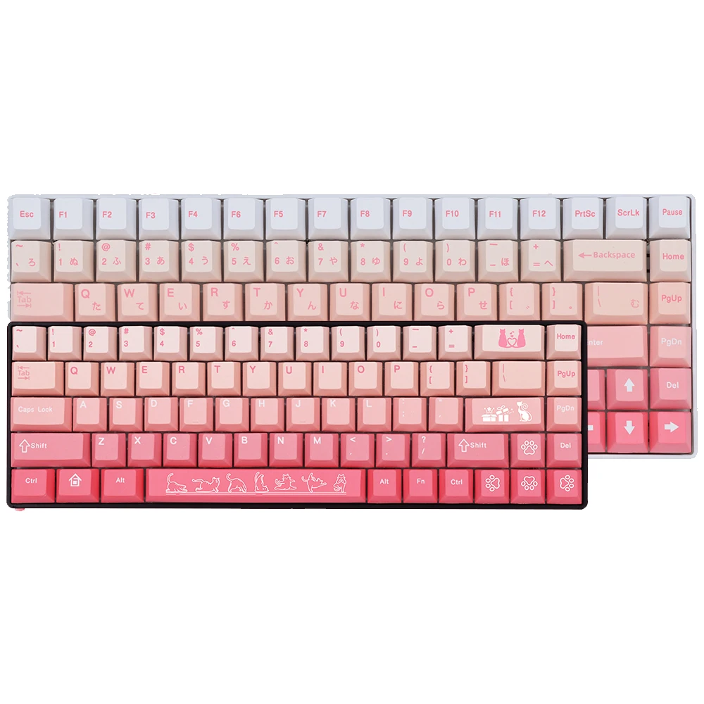 Chaves Gradiente Série Tema Rosa Keycaps Pbt Material Cereja Perfil Compatível com Teclados Mecânicos 139 151