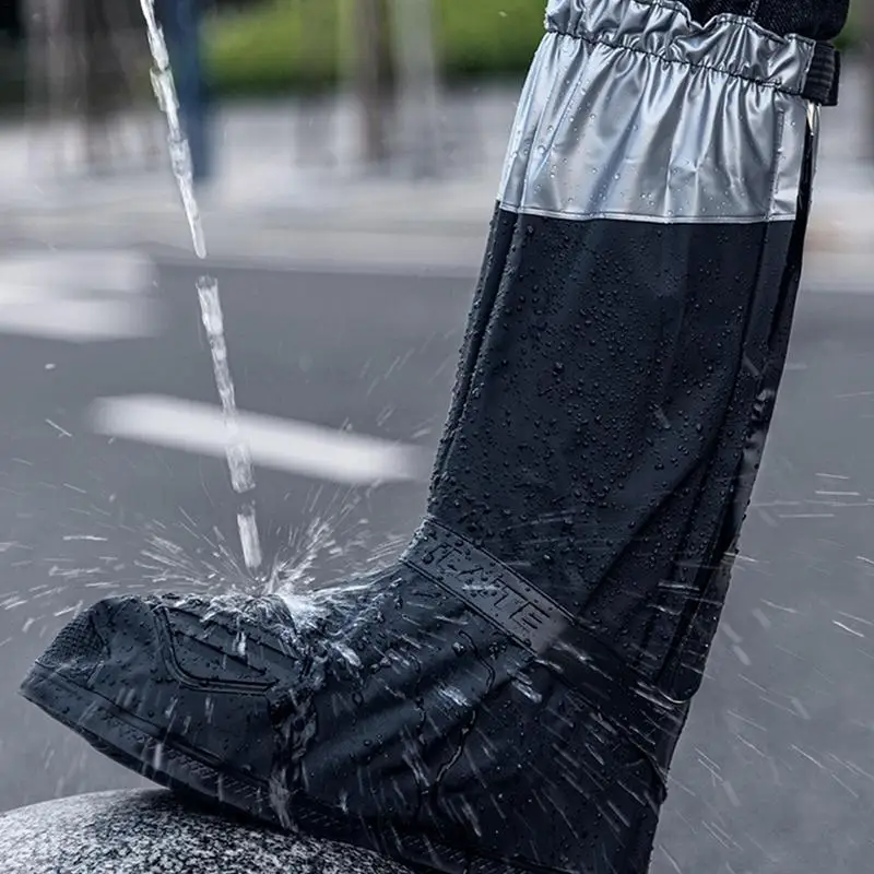 Waterproof Motorcycle Bike Shoes Covers Reusable Anti-Slip Rain Snow Shoes Overshoes Gear Zipped Men Women Rain Covers