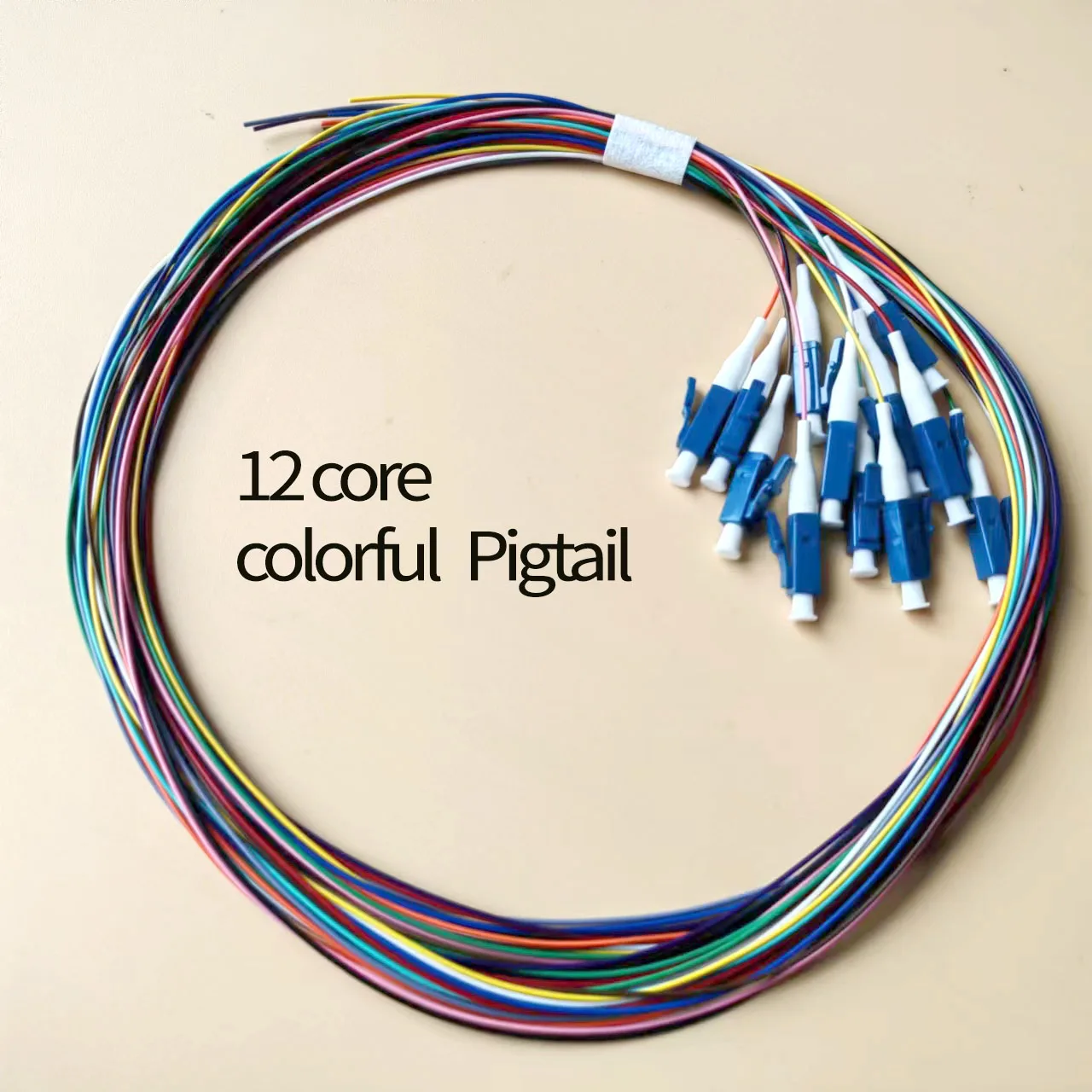 12 Colored LC UPC Single Mode Pigtail G652D 0.9mm Optic Fiber 1.5M Fiber optical pigtail