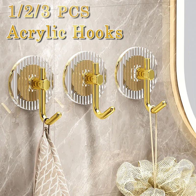 AcrylicLuxuryWallHookHomeDecorStrongAdhesiveBathroomTowelRack