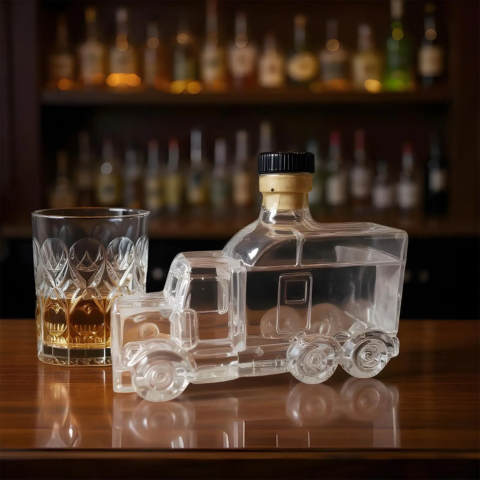Decanters for Alcohol Whiskey Container Half Truck Decor 375ml Decorative Decanter with Stopper for Liquor Beer Champagne