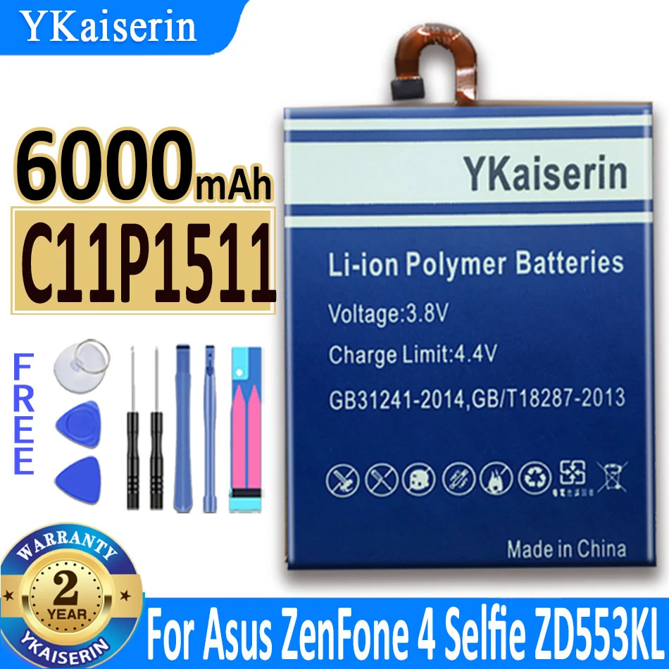 

6000mAh YKaiserin Battery C11P1511 For Asus ZenFone 4 ZenFone4 Selfie ZD553KL Phone In Stock Latest Production Bateria