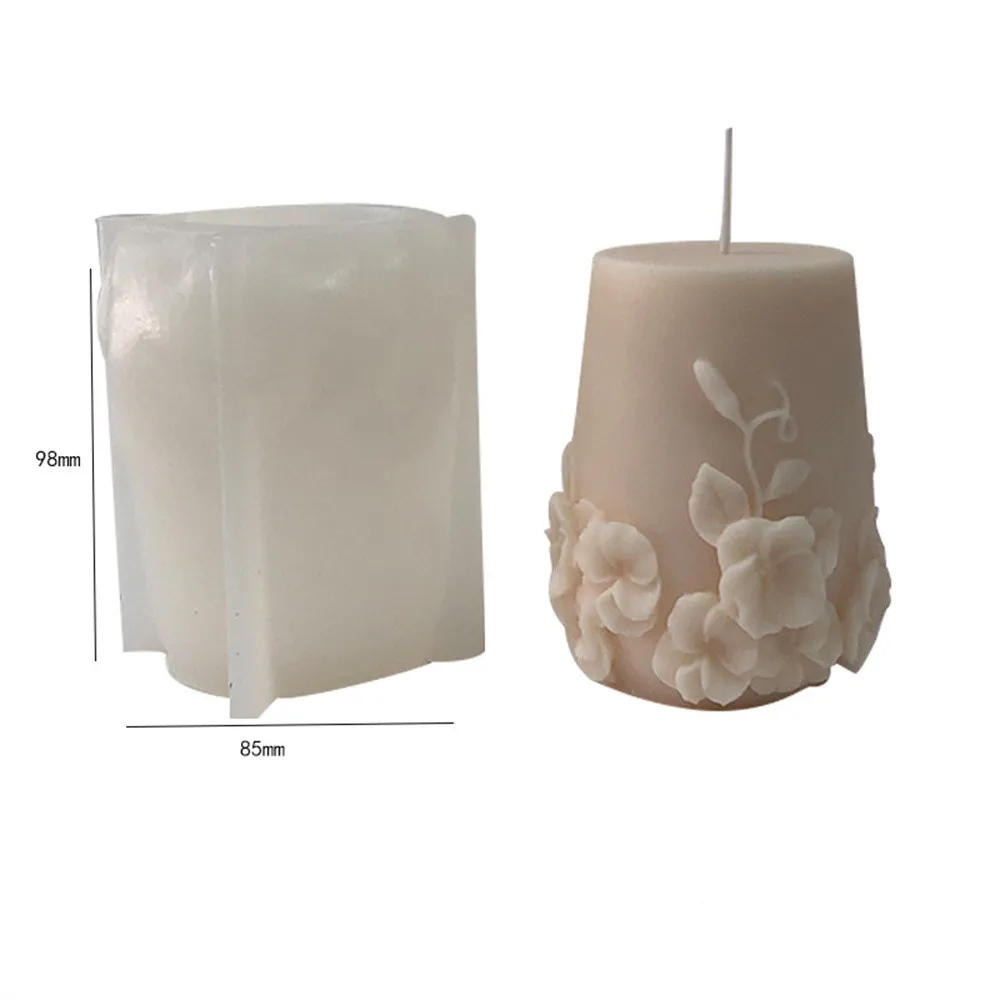 Cylinder Candle Molds Rattan Flowers Silicone Candle - Temu