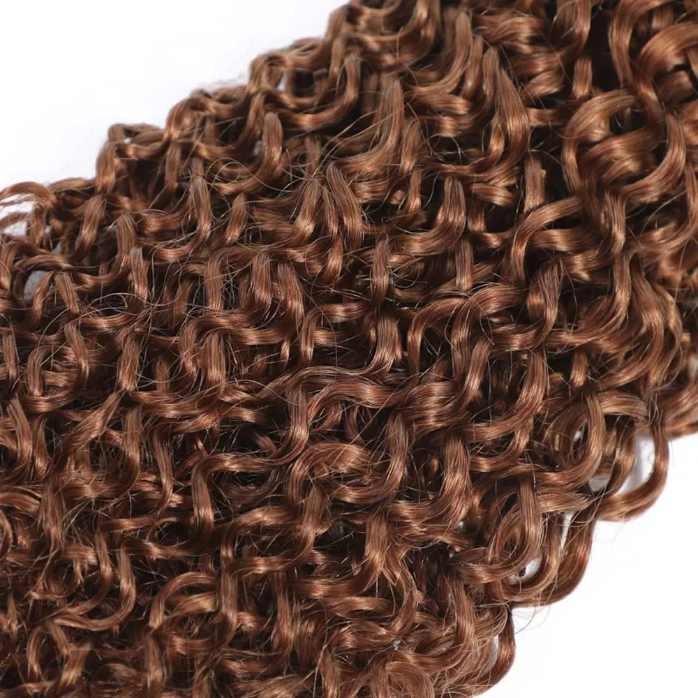 #30 Light Brown Kinky Curly Human Hair Bundles Brazilian Unprocessed Virgin Hair 100% Human Hair Extensions 10-30 Inch Bundles 3