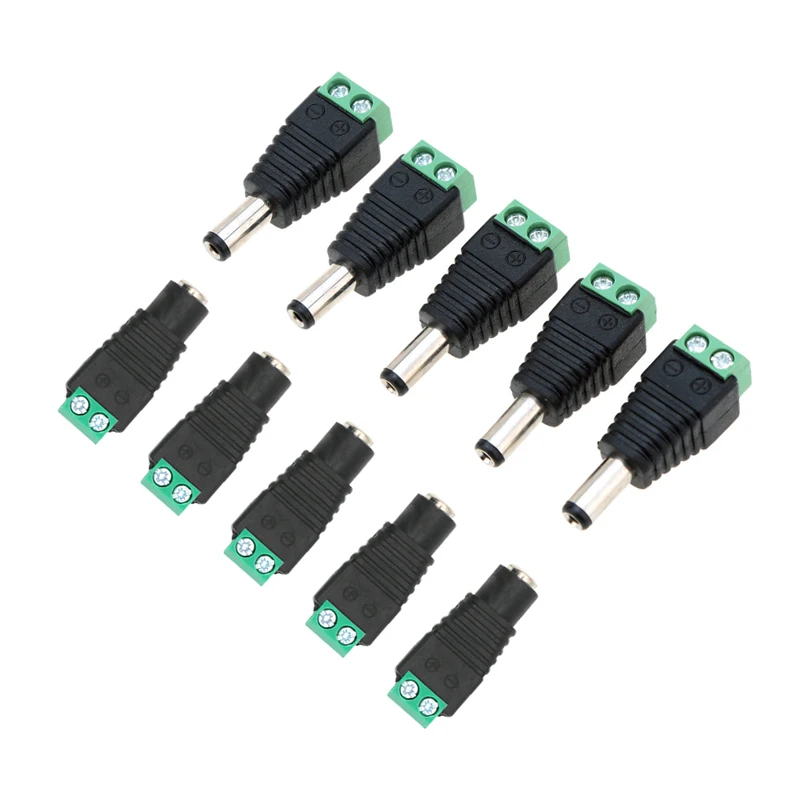 Macho e Fêmea Led Conector Adaptador de Alimentação Cabo Conector Fácil para 5050 Led Light Strip Cctv 2.1*5.5 mm 50 Pcs 100 Pcs dc