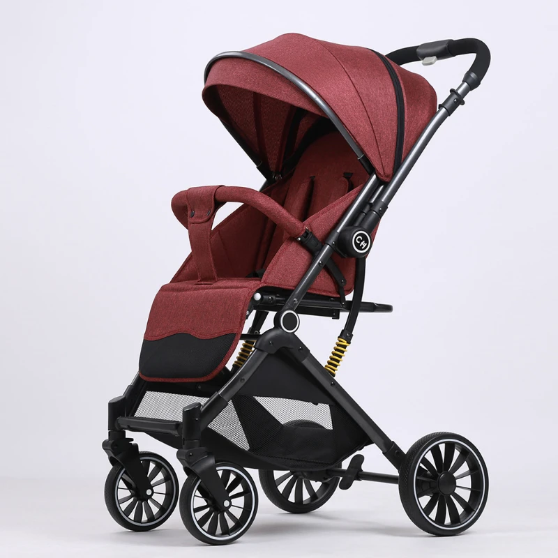 Two-way Stroller Lightweight Baby Carriage High View Newborn Can Sit or Lie Down Foldable with One Click