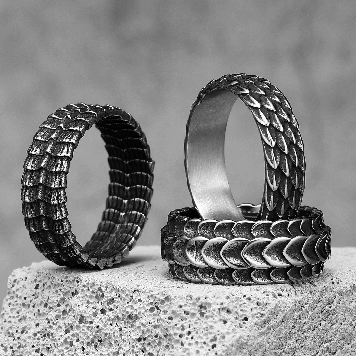 Scale Texture Ring 316L Stainless Steel Rings Men Simplicity
