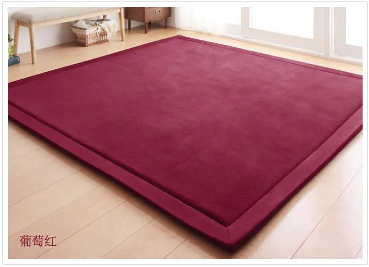 Plain Colour Coral Velvet Living Room Carpet Big Size Room Decor Rugs Thickening Japanese Tatami Mat Non-slip Baby Crawling Mat 4