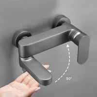 ก๊อกน้ำอ่างอาบน้ำแบบฝักบัวสีขาว หัวน้ำแบบน้ำตก พร้อมฝักบัวมือ  ก๊อกผสมน้ำร้อนน้ำเย็น สีดำ สีเทา 5