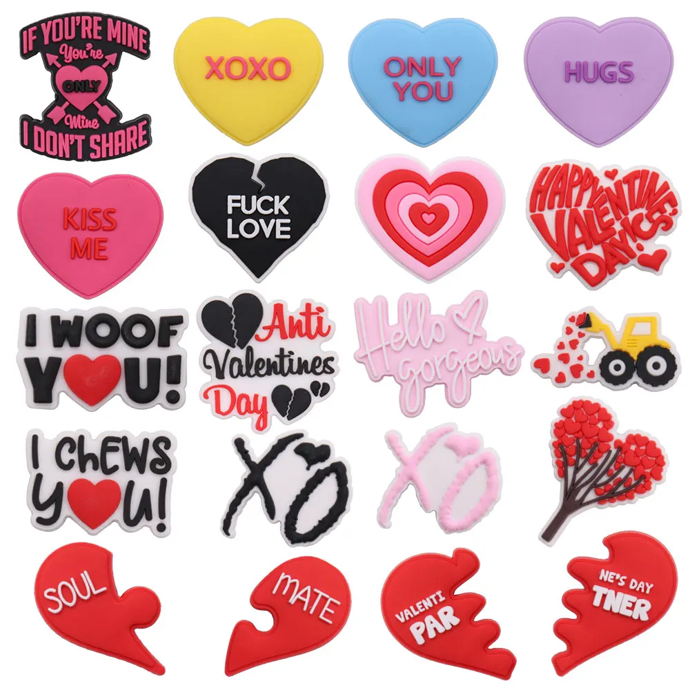 

50Pcs Wholesale PVC Happy Valentine's Day Partner Shoe Buckle Charms Love Series Accessories Clog DIY Croc Jibz Backpack