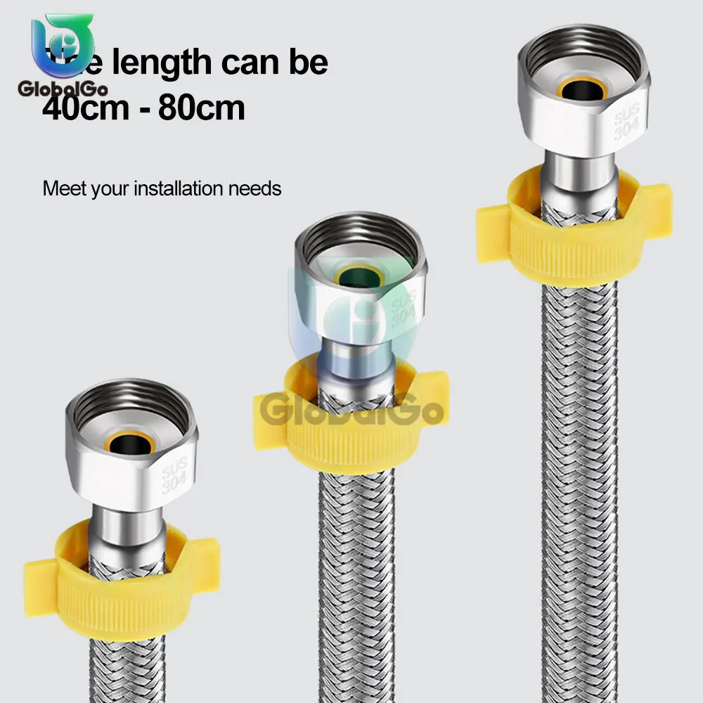 304 Stainless Steel Braided Hose Household Water Heater Toilet Faucet Hot and Cold Water Inlet Pipe Metal Pipe