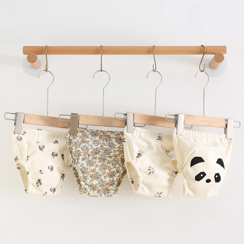 Pantaloni da allenamento impermeabili per bambini per biancheria intima di cotone neonato Mutandine per neonati Pannolini di stoffa lavabili per ragazzi e ragazze Pannolini riutilizzabili - immagine 4
