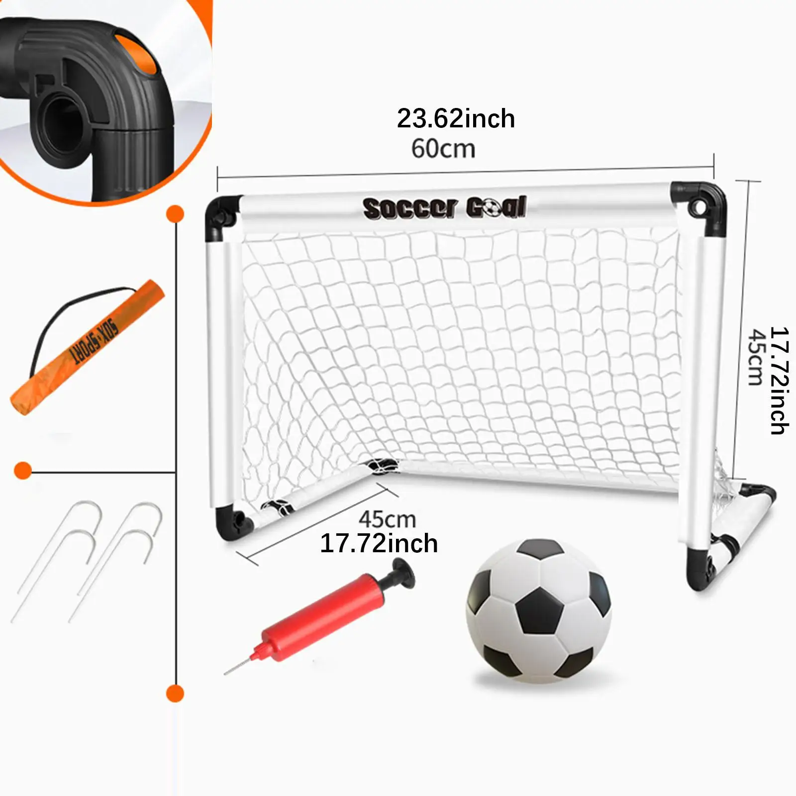 Foldable Kids Soccer Goal with Ground Stakes, Includes Ball & Easy Assembly Portable Football Net for Children's Outdoor Games