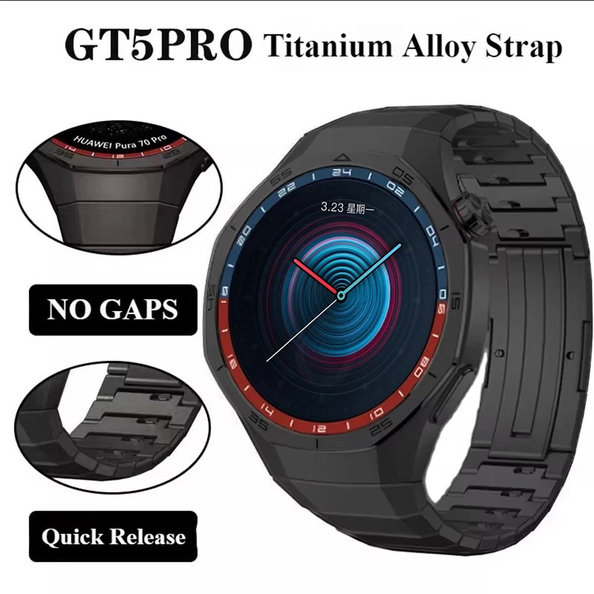 Luxury Titanium Alloy Strap for Huawei Watch GT5 Pro - Premium Metal Bracelet Band