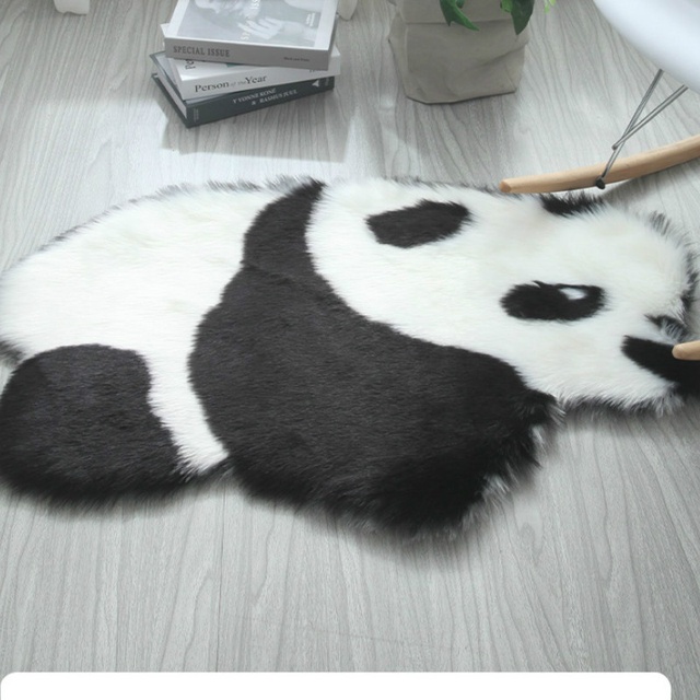 Faux Fur Rug Long-haired Panda Koala Animal-shaped Carpet Mats Living Room Bedroom Children's Room Cute Rug