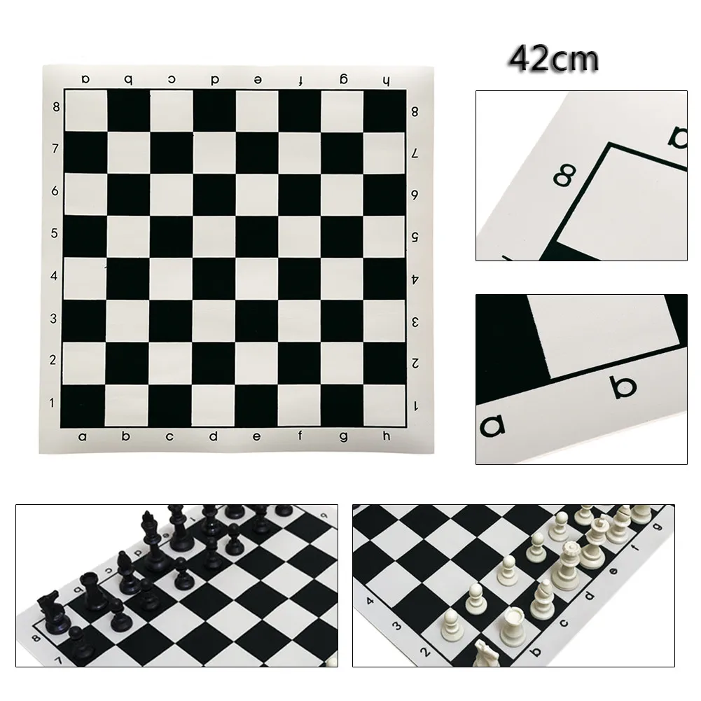 PVC Leather Tournament Chess Board 34.5x34.5cm/42x42cm For Children's Educational Games