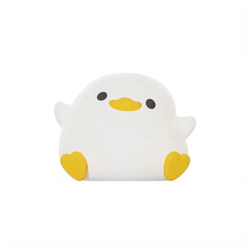 Cute Duck LED Night Light - Food-Grade Silicone Touch Sensor Lamp with Timer & USB Charging, Bedtime Companion for Kids' Rooms