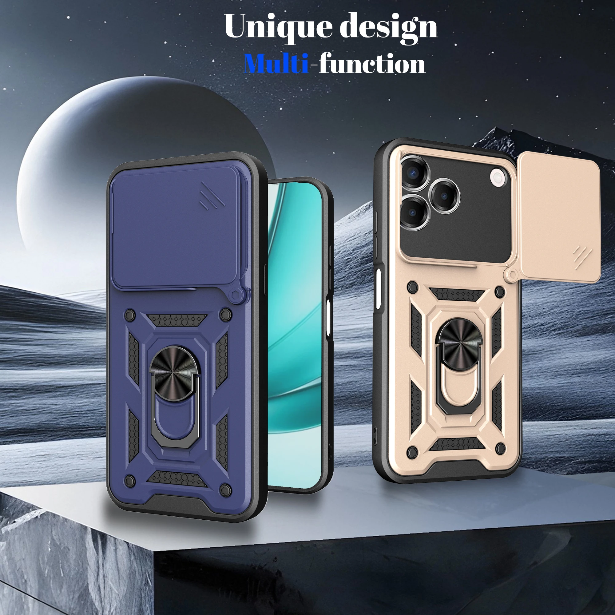ZTE Blade Protective Slide Camera Ring Kickstand Holder Case
