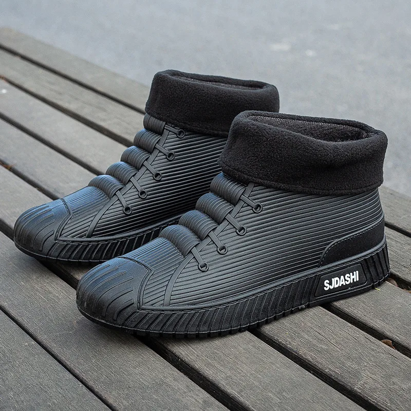 Bottes En Caoutchouc Doublées Homme/femme - Imperméables, Chaudes, Légères - Pour Pluie, Neige, Extérieur - Taille élastique Avec Cordon