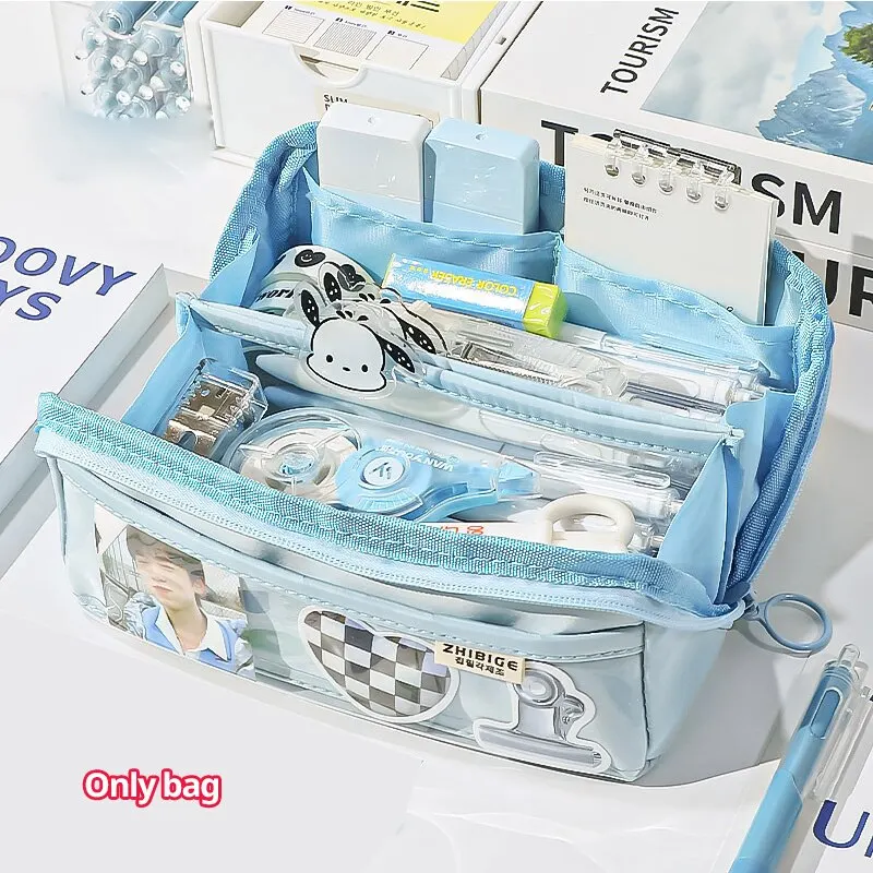 1pc Large Capacity Multilayer Pencil Case, Simple And Versatile