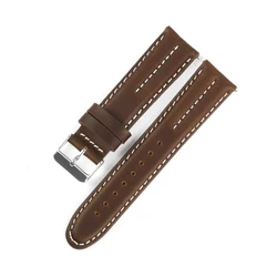 Premium Genuine Leather Watch Band - Universal Cowhide Strap Bracelet - 22mm (Brown)