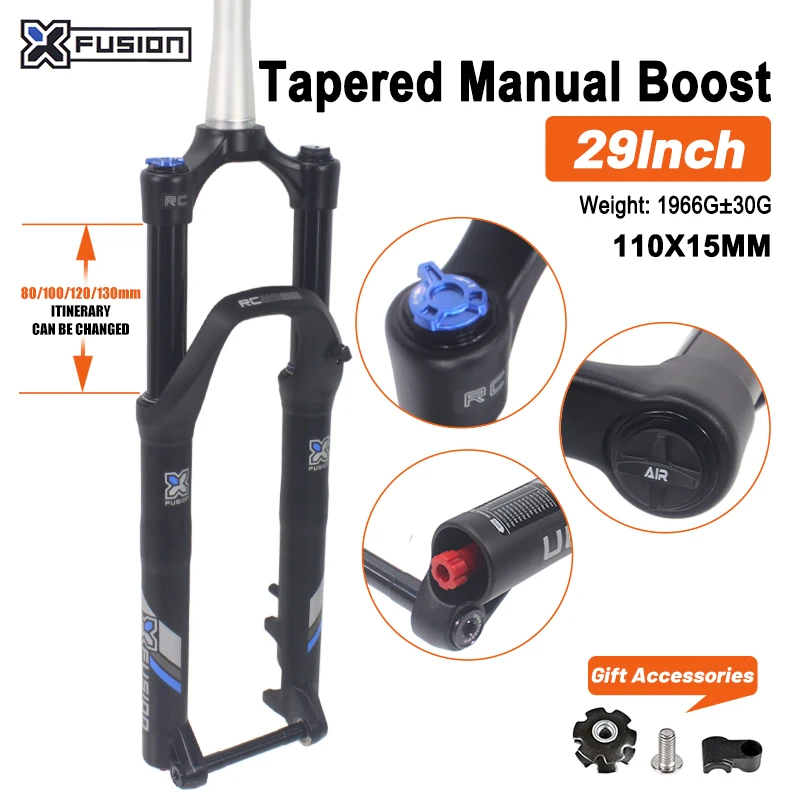 Horquilla de aire de suspensión para bicicleta de montaña, accesorio para bici de 29ER, XFUSION