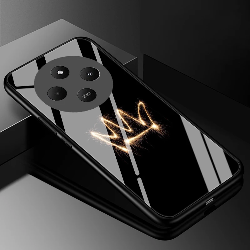 Durable Tempered Glass Phone Case with Hard Back Bumper
