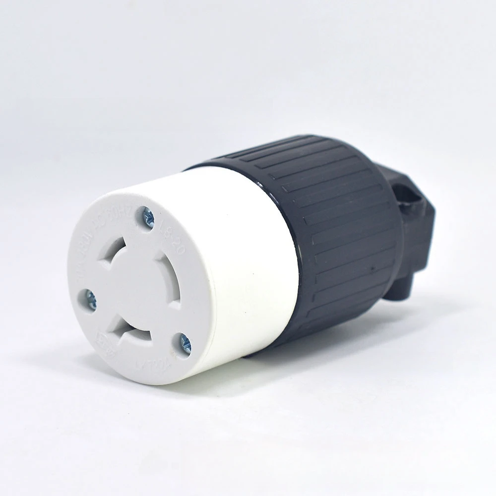 산업용 등급 잠금 플러그, 2 극, 3 선, Nema L8-20P, 20 Amp, 480V AC, 블랙/화이트