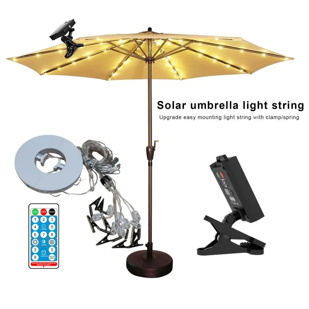 Solar Umbrella Light Light Sensor Umbrella Waterproof Led with Dimmable Auto On/off Remote Control for Outdoor