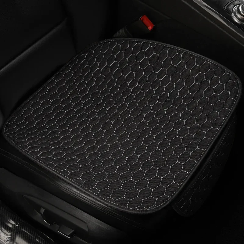 thumbnail image 1 of Funda de asiento de coche de lino para todas las estaciones, fundas delanteras suaves y transpirables con protector antideslizante, ajuste universal para la mayoría de coches, furgonetas, SUV y camion, 1 of 5