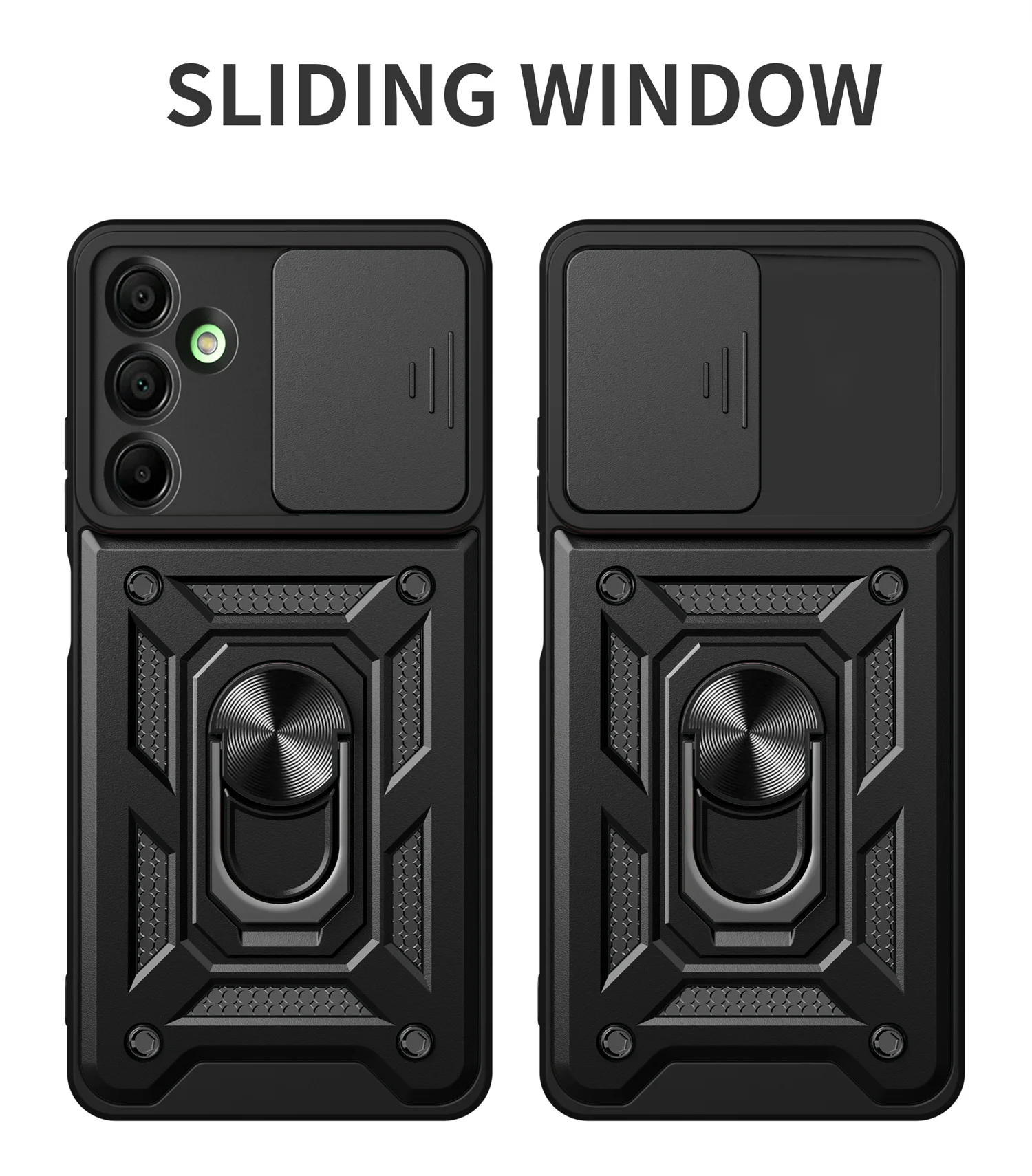 Shockproof Armor Phone Case with Magnetic Ring Stand Holder - Durable Back Cover