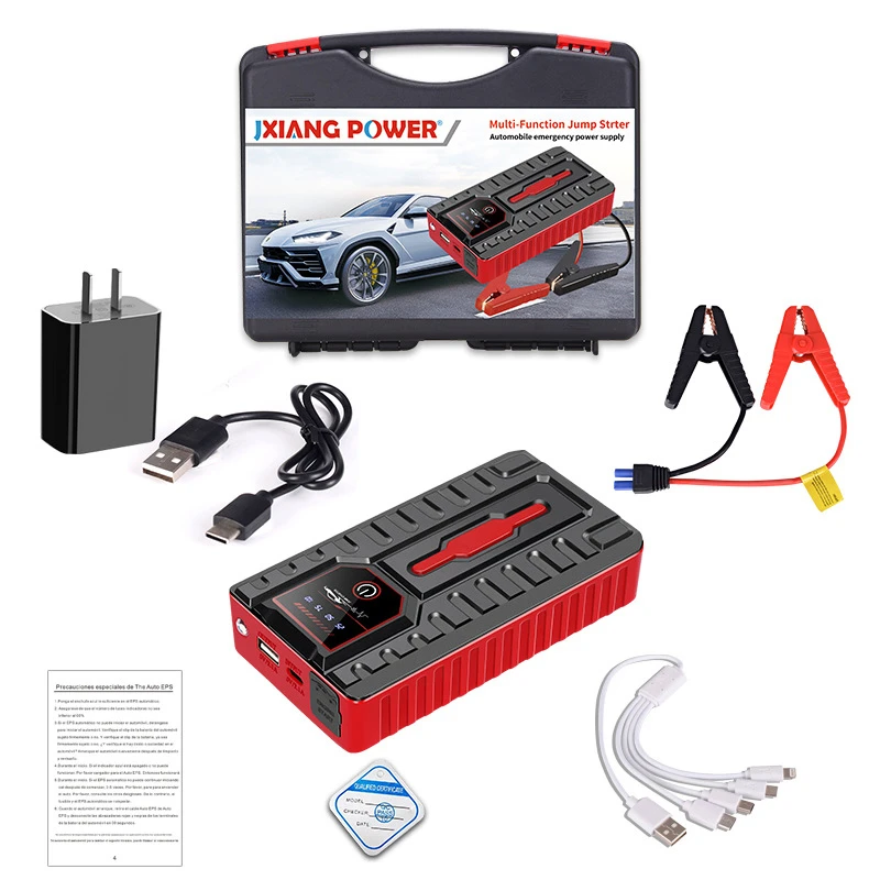 Arrancador de batería de coche, Banco de energía de 15800mAh para  dispositivo de arranque de iPhone, cargador de batería de coche de gasolina  diésel, elevador de batería de coche Buster - AliExpress