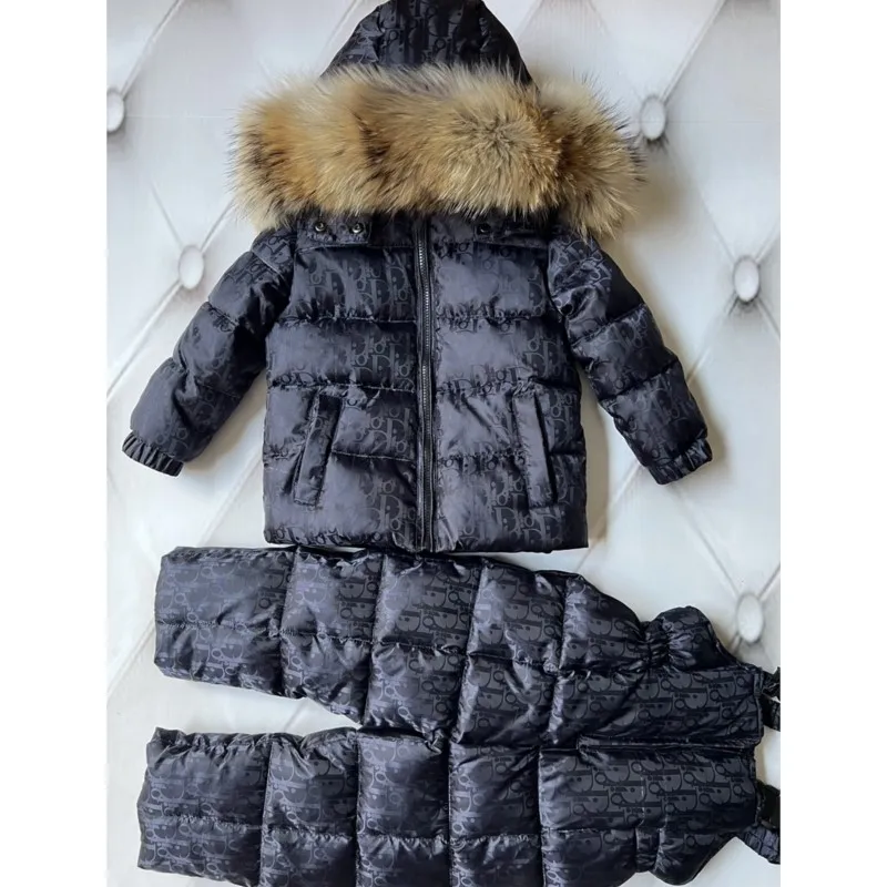 Зимний Комбинезон Winter White Duck Down Jacket Set For Boys And Girls Thickened High-end Children's Skiing Suit Лыжный Костюм
