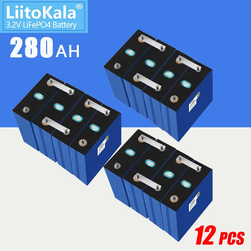 

12PCS LiitoKala 3.2V 280Ah Lifepo4 Battery Cell Lithium Iron Phosphate Solar RV Grade A EU Tax Free Fast Delivery