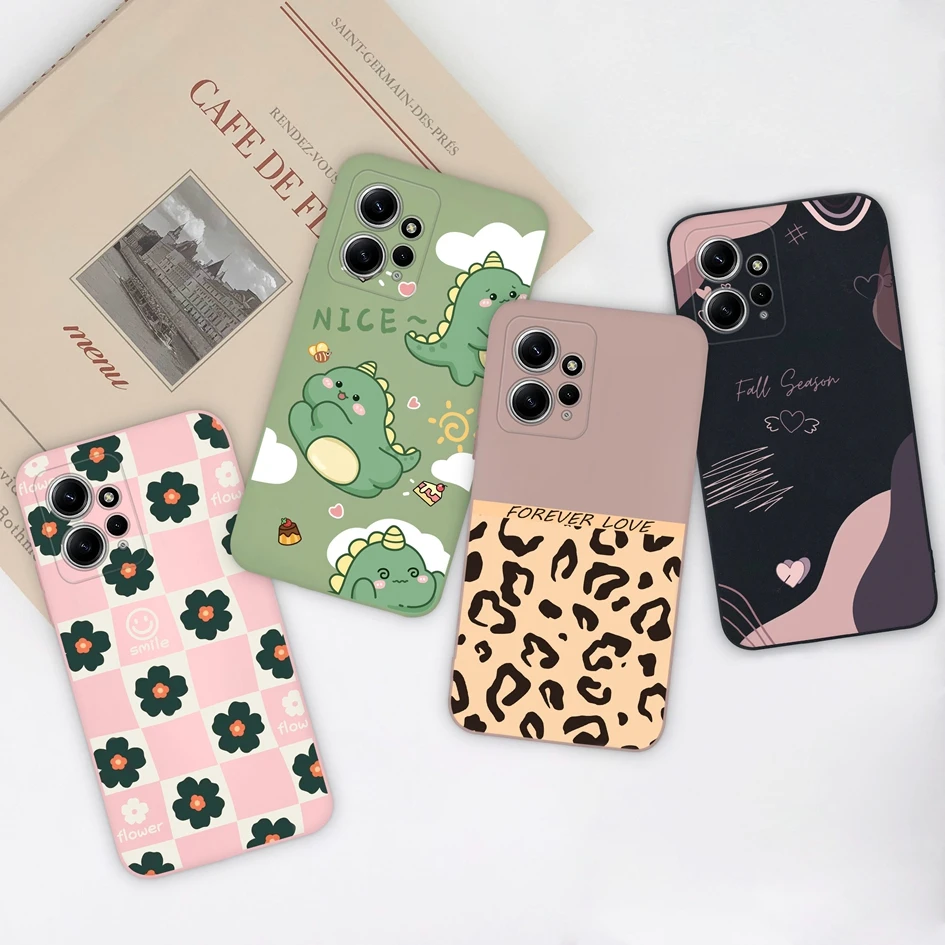 Case For Xiaomi Redmi Note 12 4G Coques Cute Shockproof Cover Love Heart Dinosaur Soft Silicone For Redmi Note 12 5G Funda Shell 2
