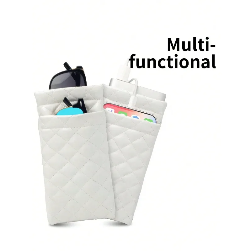 Sunglasses Bag for Daily Storage - Portable Squeezed Leather Minimalist Solid Color Diamond Scratch Resistant Travel Accessories