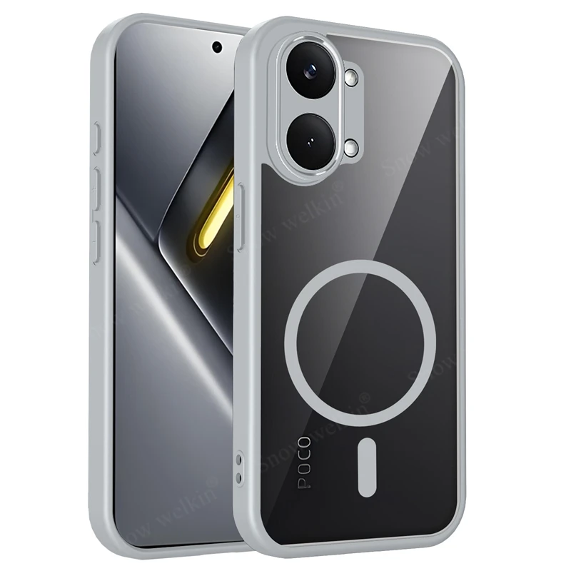 Magnetic Transparent Silicone Shockproof Phone Case with TPU Bumper and PC Back