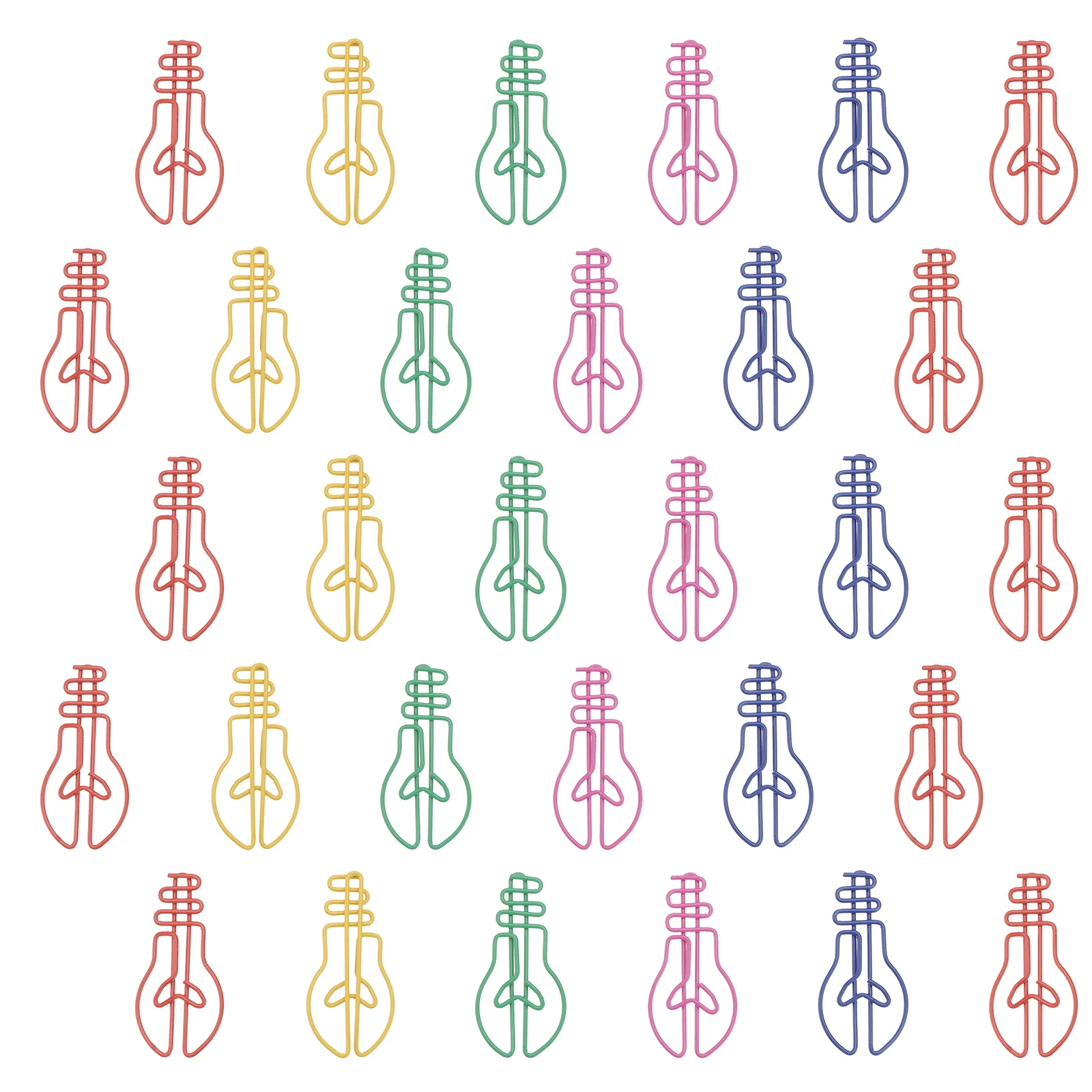 30 PCS Paper Pin Binder Clip Light Bulb Shape Clips Metal Marking Students Stationery