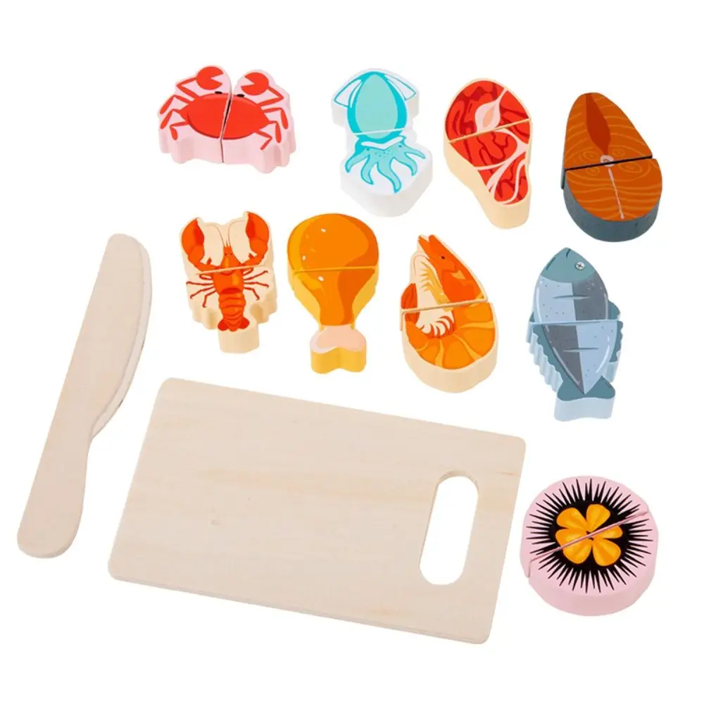 1 set Wooden Kitchen Cutting Fruits Toys Play Food Montessori Simulation Kitchen Pretend Toy Interactive Cognitive