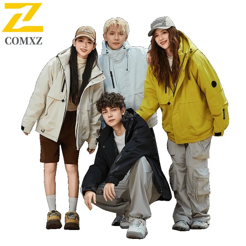 COMXZ Outdoor Rock Climbing Mens Jacket Thickened Windproof Warm Parka Minimalist Hooded Travel Lightweight Winter New Outerwear