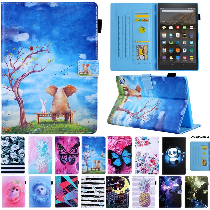 

For Amazon Kindle Fire HD 8 Plus Case 2020 Cute Cartoon Flower Painted Tablet Cover for Amazon Kindle Fire HD8 Plus 2020 Case